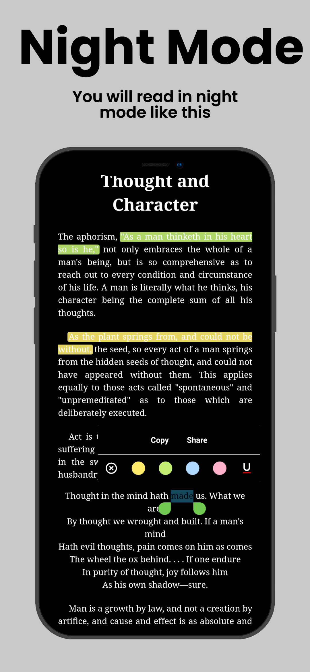 Thought and Character in night mode